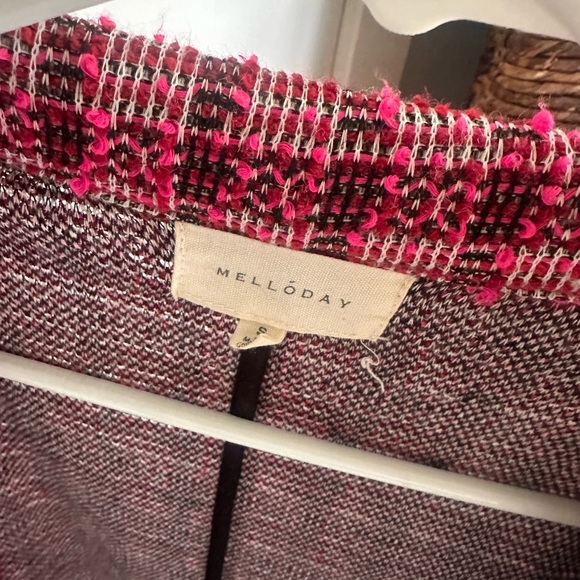 MELLODAY Pink Plaid Open-Front Knit Cardigan - Picture 2 of 4